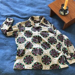 70s vintage geometric button up with collar detail